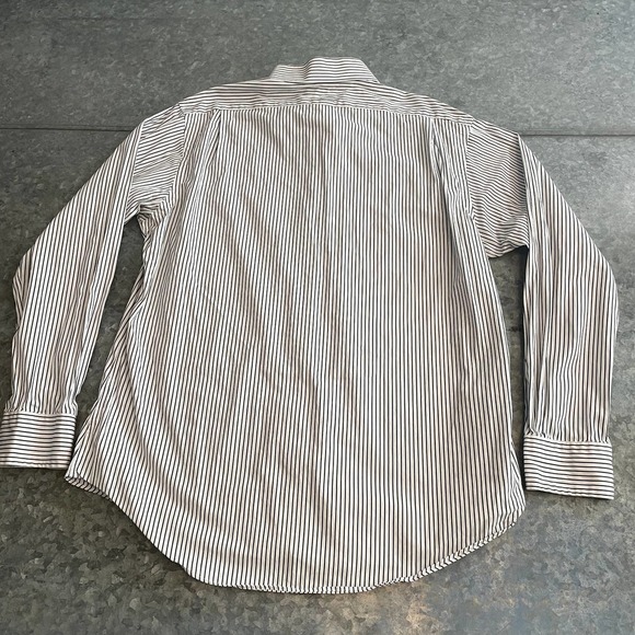 Polo Ralph Lauren Regent Custom Fit Pinstripe Button Up Shirt 16.5 White Black - Picture 7 of 10